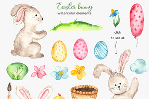 Easter Bunny Watercolor Collection