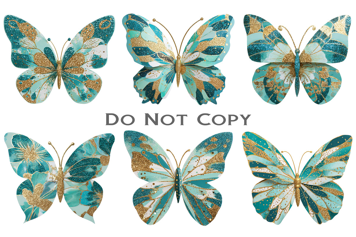 Gold Glitter Butterflies Clipart, an Illustration by Craft Nest (Photo 3 of 7)
