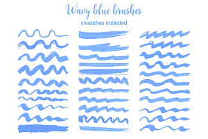 Wavy Blue Brushes And Strokes