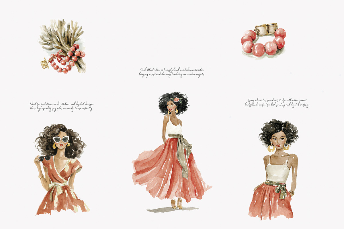 Summer watercolor clipart set, a Decorative Illustration by Patishop Art (Photo 6 of 9)