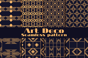 Art deco set of seamless pattern