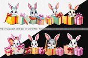 Bunny Clipart Gift, a Graphic by Artnoy (Thumbnail 2 of 5)