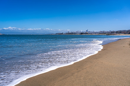 San Francisco skyline view from Golden Gate Beach, USA, a Nature Photo by GoodGoods