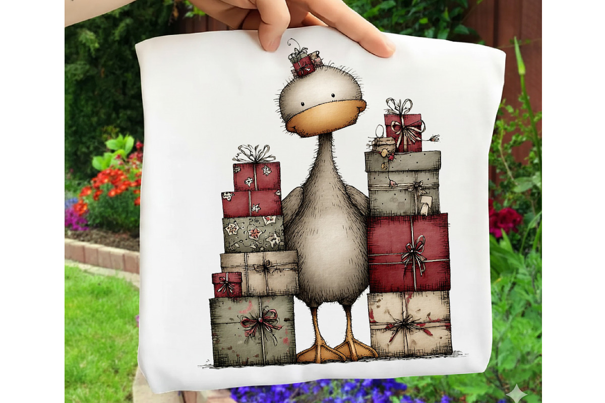 Christmas Whimsical Goose Clipart, an Illustration by OK Design (Photo 5 of 6)