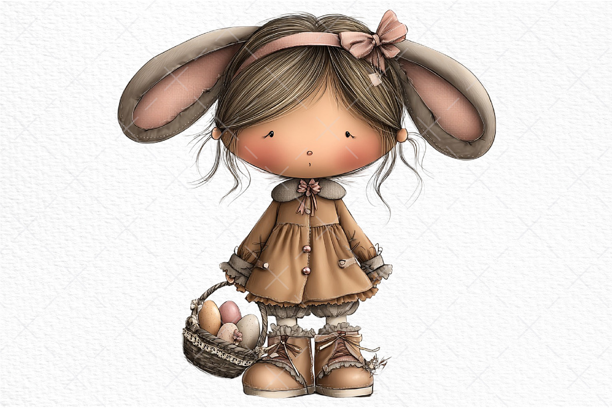 Whimsical Easter Girl Clipart Png, an Illustration by Craft Nest (Photo 11 of 11)