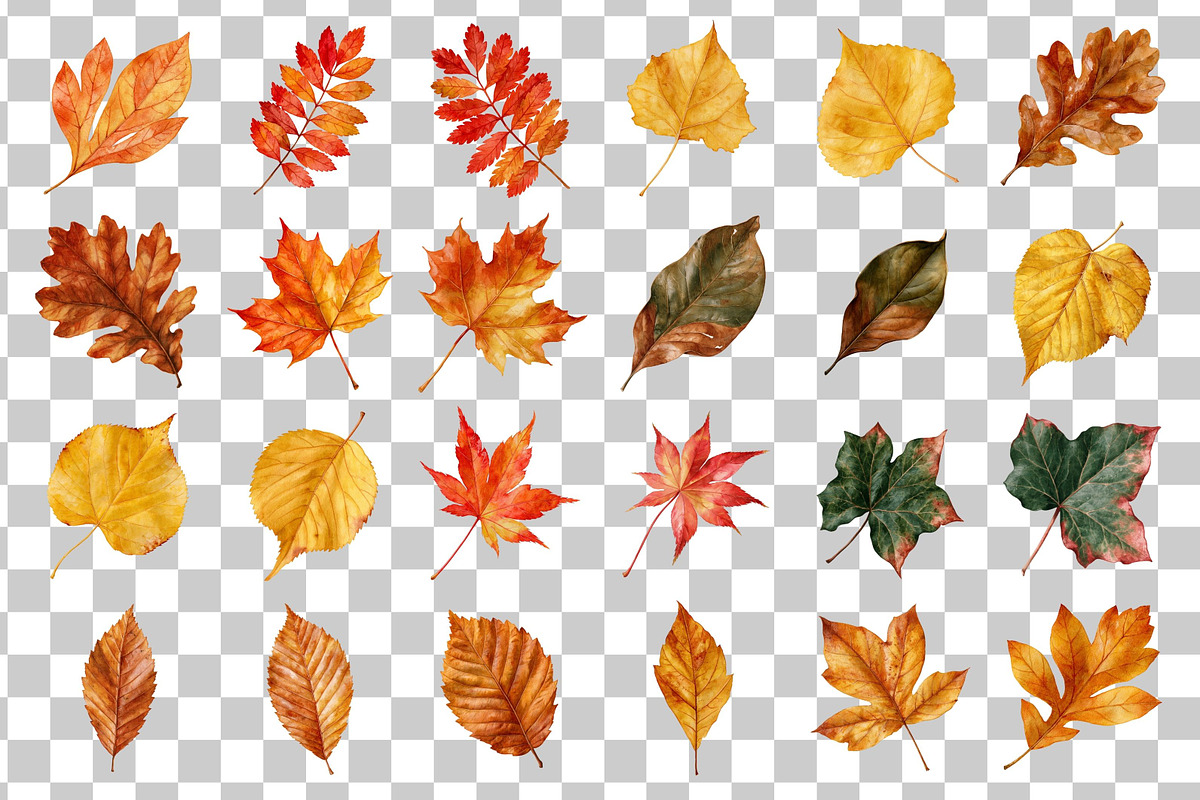 Watercolor Autumn Leaves Clipart, a Decorative Illustration by Nicolle's Colorful Art (Photo 3 of 5)