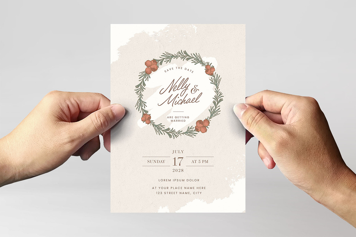 Festive Wedding Card Template, a Card Template by BrandPacks (Photo 2 of 4)