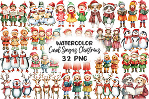 Joyful Carol Singers Christmas PNG, an Illustration by CraftArtStudio