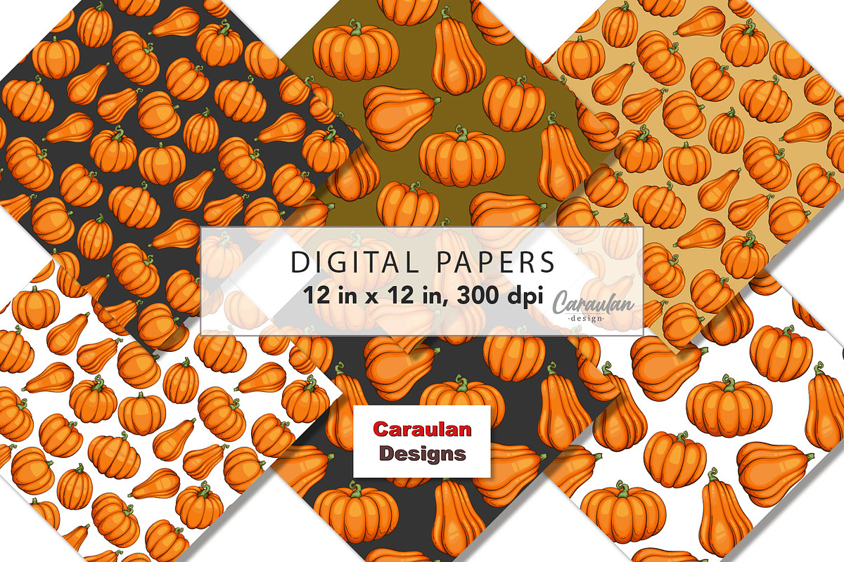 Thanksgiving Pumpkins Patterns, a Pattern Graphic by Serghei Caraulan (Photo 2 of 9)