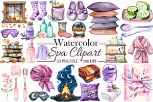 Watercolor Spa Clipart, an Illustration by Libby Wishes