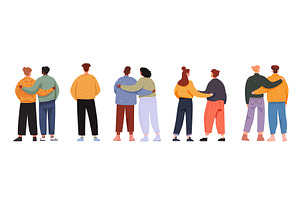 Friends back view. People hugging, a Person Illustration by Stock-Smart-Start