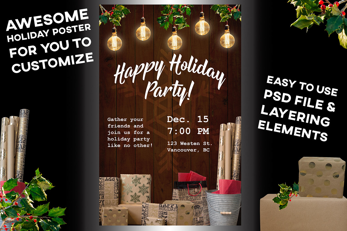 Happy Holiday Poster, an Invitation Template by CNA Designs (Photo 1 of 3)