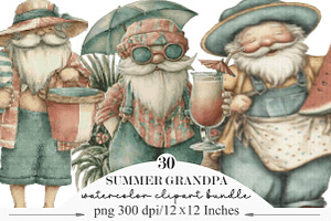 Whimsical Summer Grandpa Clipart, an Illustration by Designking