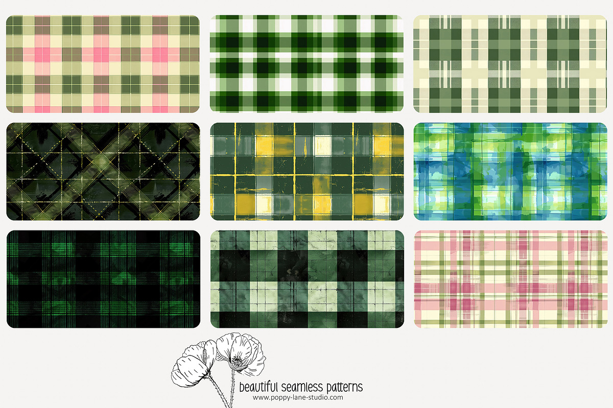 80 green plaid seamless pattern, a Pattern Graphic by Poppy Lane Studio (Photo 4 of 11)