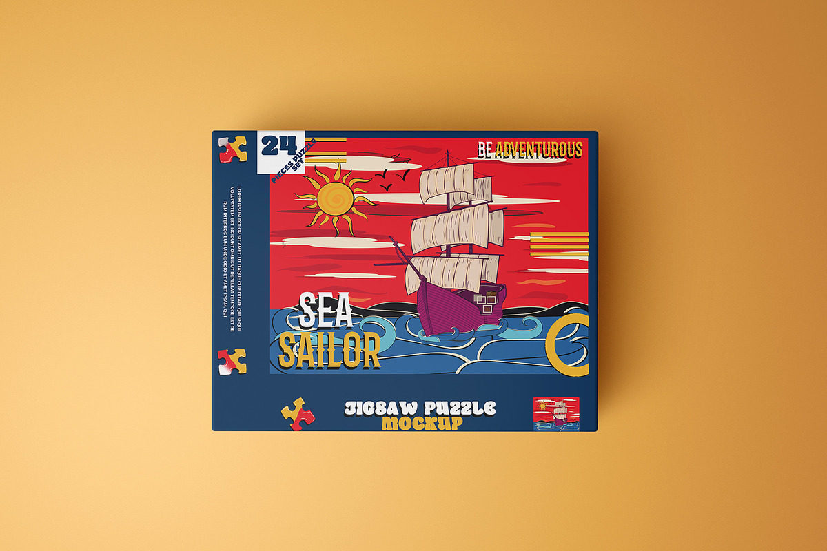 Jigsaw Puzzle Board with Box Mockup, a Packaging Mockup by Sheikhadesign (Photo 11 of 12)