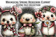 Whimsical Spring Hedgehog Clipart, an Illustration by Dream Creation (Thumbnail 1 of 7)