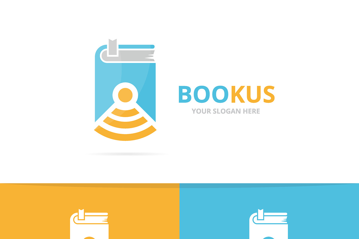 Vector book and wifi logo combination. Novel and signal symbol or icon ...