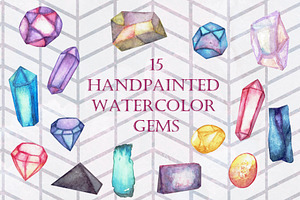 Handpainted Watercolor Gems, an Illustration by Tubigan Art