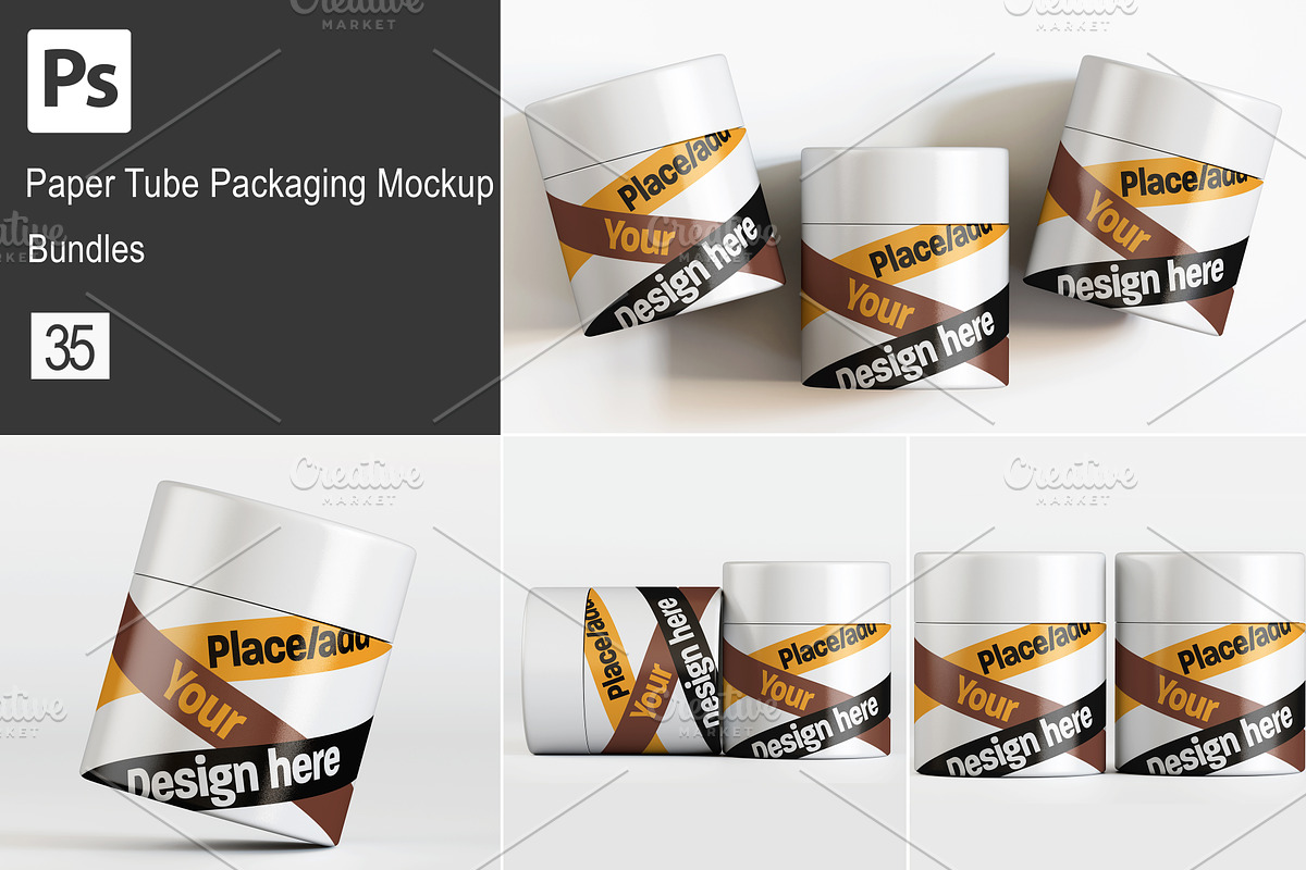 Mini paper tube mockup bundles, a Packaging Mockup by Ambo Ampeng (Photo 1 of 36)