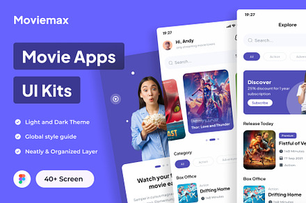 Moviemax - Movie Apps UI Kits, an UI Kit Template by Minialis
