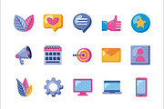 Social Media Illustrations Set, a Technology Illustration by studiogstock (Thumbnail 1 of 3)