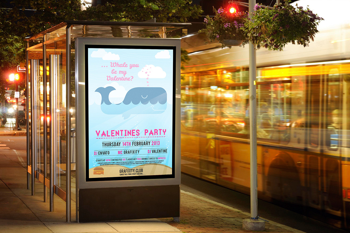 Whale you be my Valentine, a Flyer Template by VectorBurn (Photo 4 of 5)
