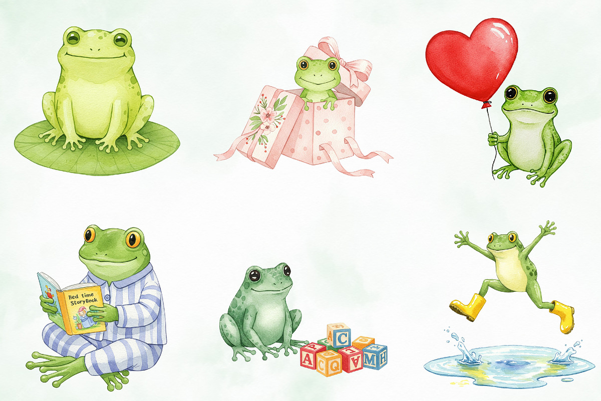 Frog Nursery Clipart Sublimation, an Illustration by Creative Art (Photo 4 of 10)