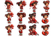 Whimsical Valentine Girl Clipart, an Illustration by DreamArtGraphic (Thumbnail 4 of 4)