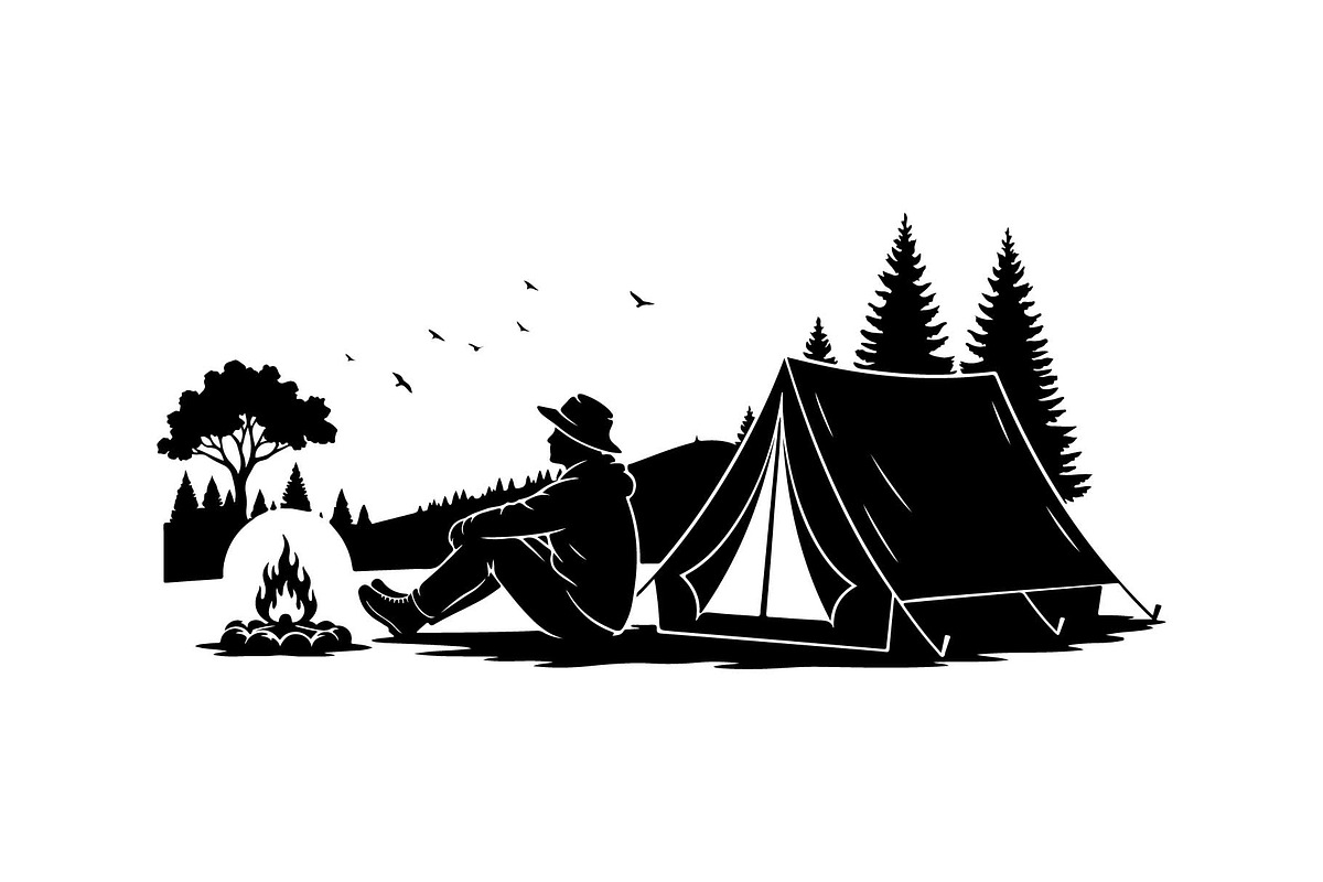 Wild Camping Silhouette Set, an Object Graphic by yasushie (Photo 5 of 6)
