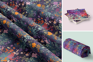 Rainbow Floral Seamless Patterns