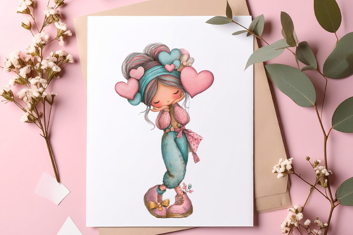Whimsical Girls Png Cute Clipart, an Illustration by SinaCreation (Photo 6 of 9)