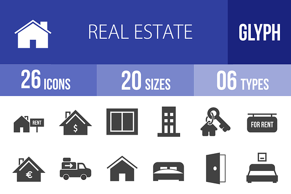26 Real Estate Glyph Icons