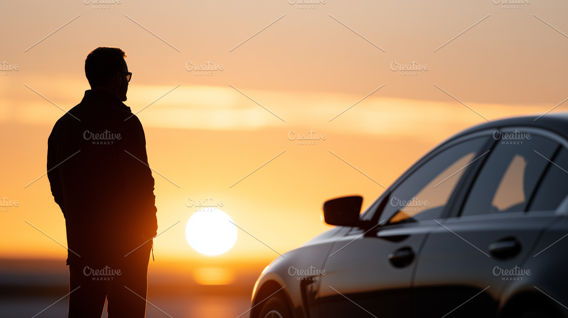Silhouette of a man standing next to, a Transportation Photo by MistyDay
