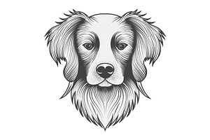 Black and White Dog Portrait, an Animal Illustration by Ghagra