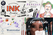 Ultimate procreate brush bundle, a Brush Add-On by Michal Design (Thumbnail 2 of 32)