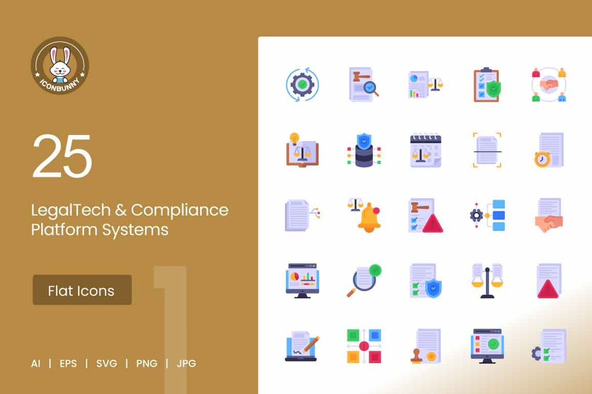 25 LegalTech & Compliance Icons., a Solid Icon by IconBunny (Photo 1 of 2)