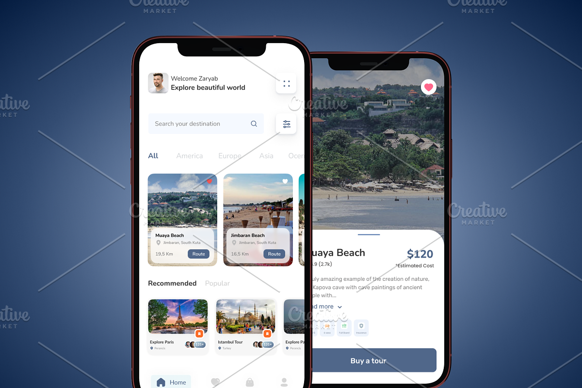 Traveling - App Ui, an UI Kit Template by muneezahussain (Photo 1 of 2)