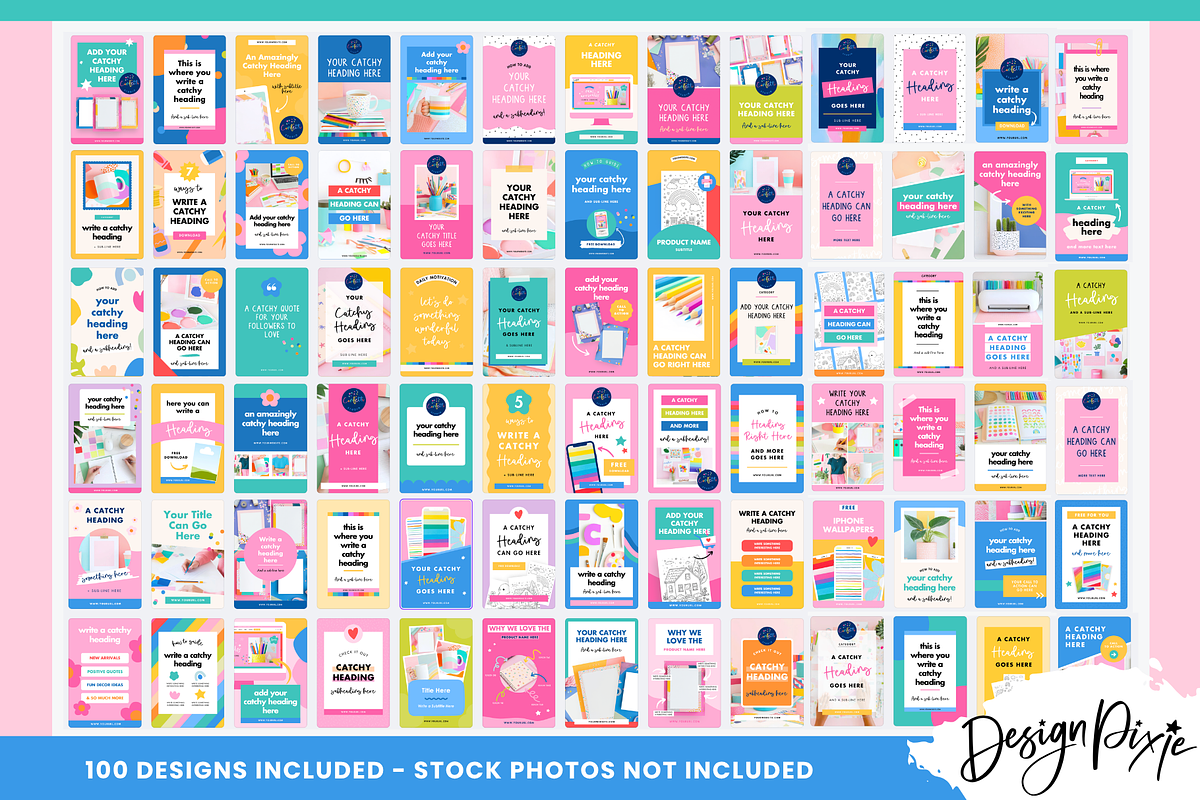 Colorful Pinterest Pin Templates, a Social Media Template by Design Pixie (Photo 3 of 5)