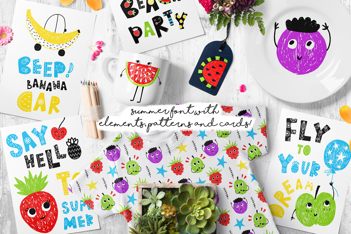 Summer Day Typeface with Clipart! preview 2