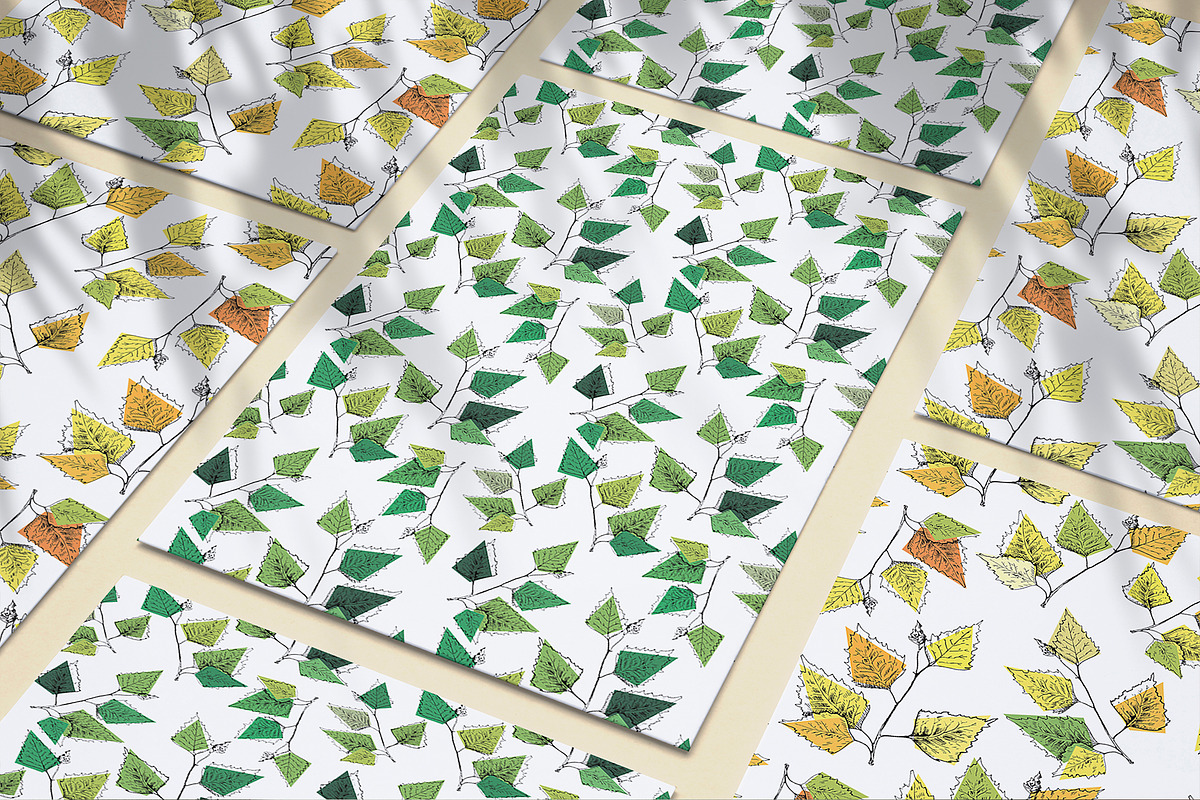 Birch leaf. Sketch and patterns, an Illustration by Canatic (Photo 6 of 10)