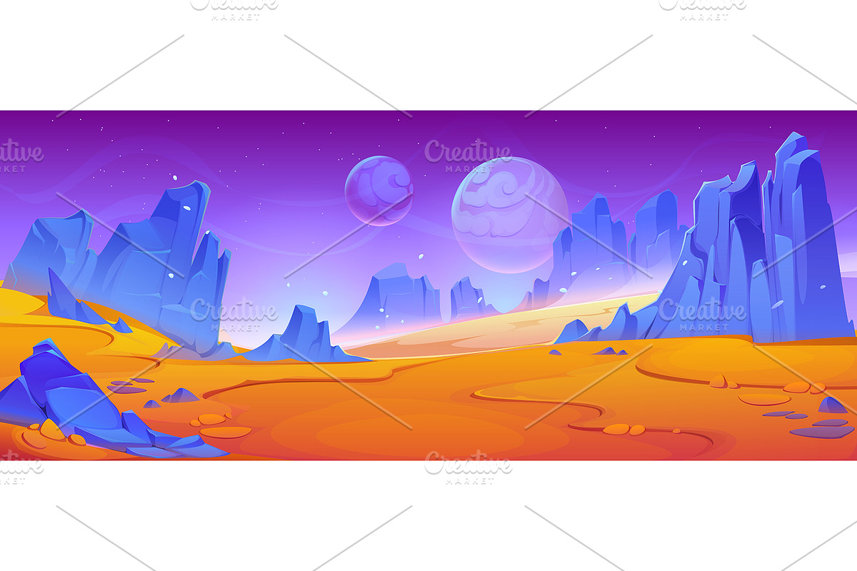 Space planet landscape with desert, an Illustration by Vector Tradition (Photo 2 of 3)