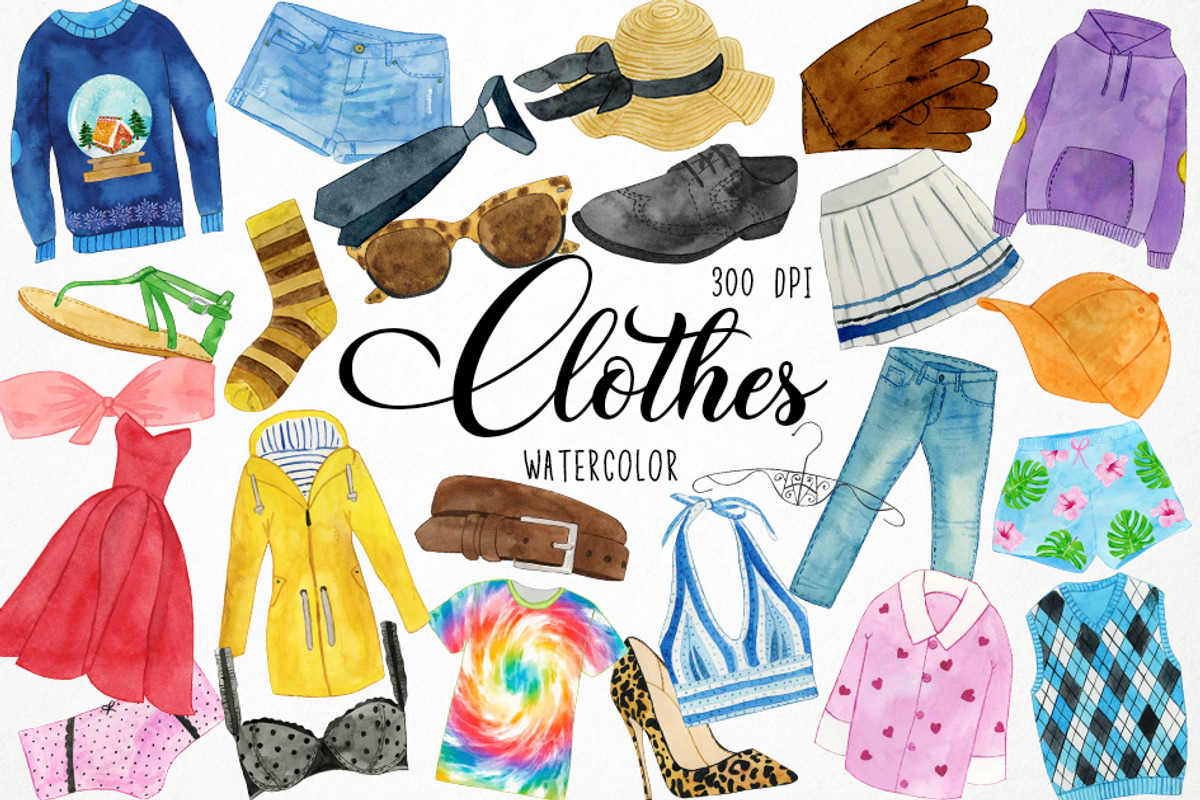Watercolor Clothes Clipart, Fashion, an Object Graphic by Paulaparaula (Photo 1 of 3)