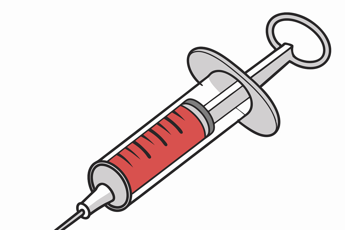 Medical syringe filled red blood, a Healthcare Illustration by SouravDesign (Photo 3 of 3)