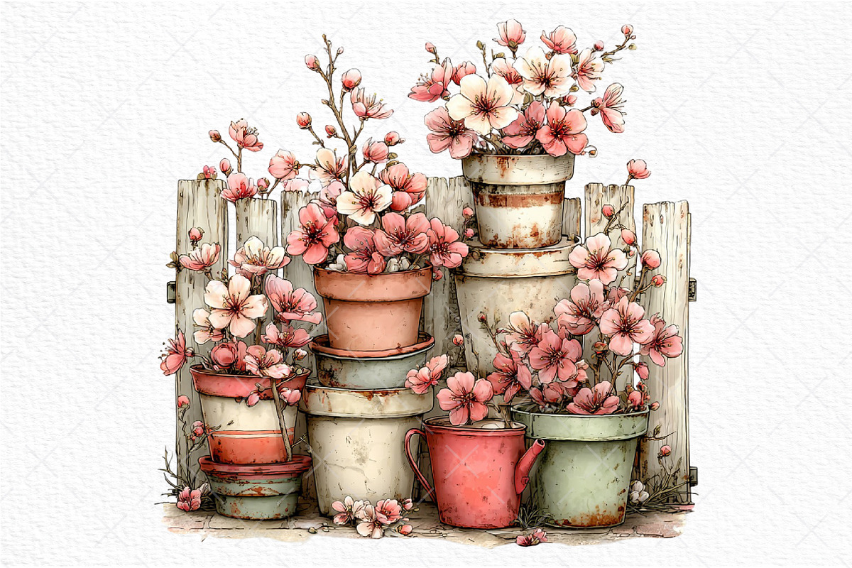 Spring Fence & Flower Clipart Png, an Illustration by Craft Nest (Photo 11 of 11)
