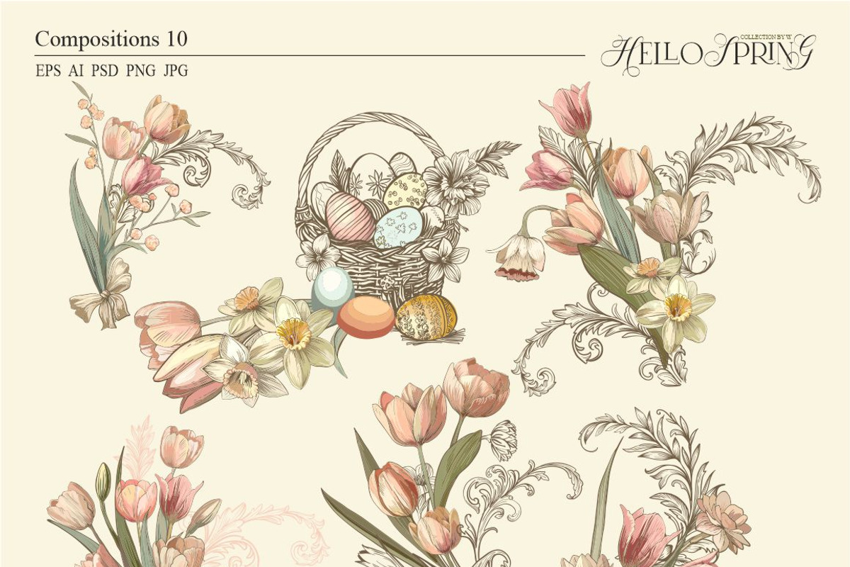 Hello Spring(Vintage Set), a Seasonal Illustration by Collection by VY (Photo 9 of 13)