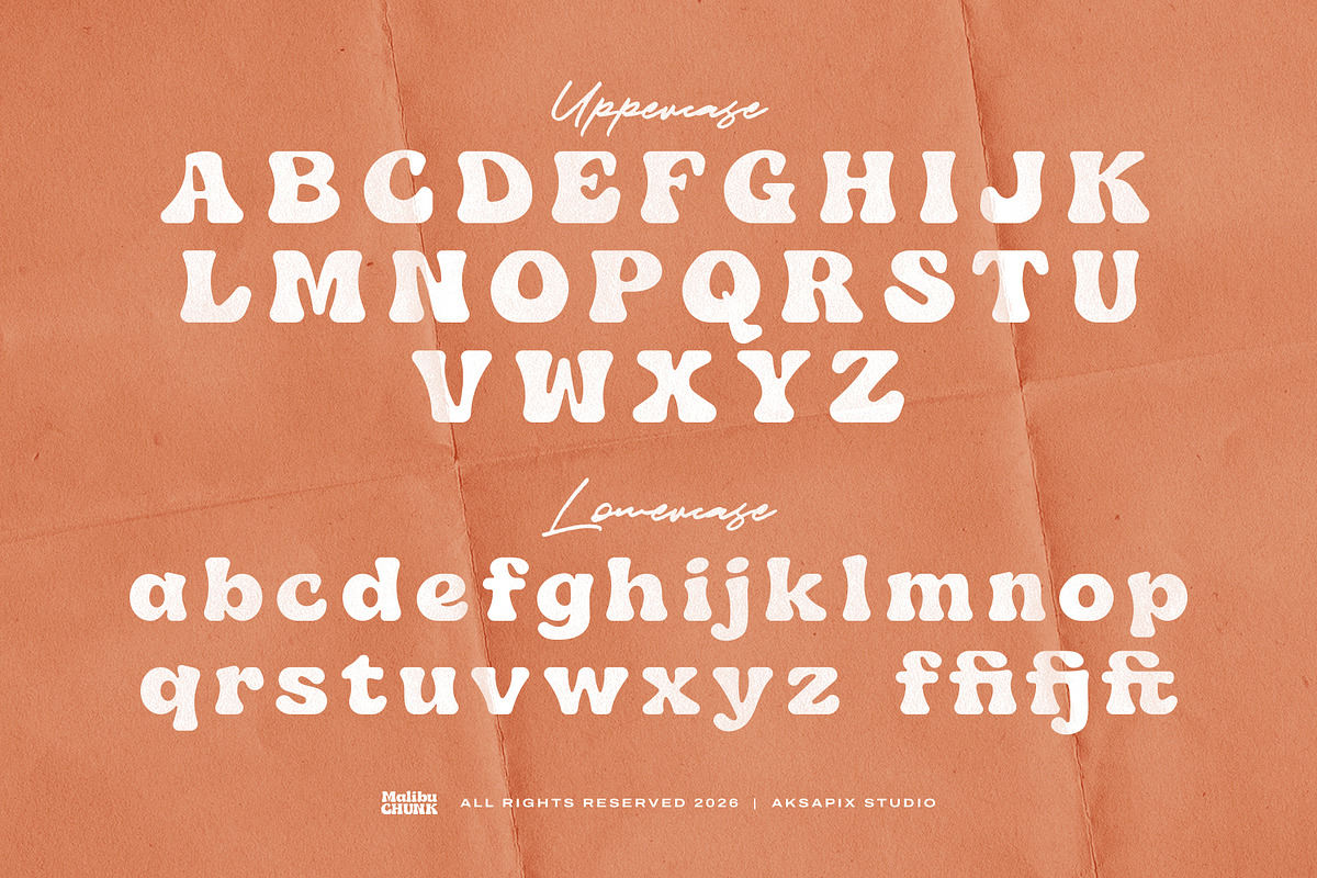 Malibu Chunk - Retro Groovy Font, a Sans Serif Font by Aksapix Studio (Photo 2 of 8)