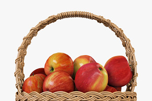 Wicker Basket 04 Set With Apples