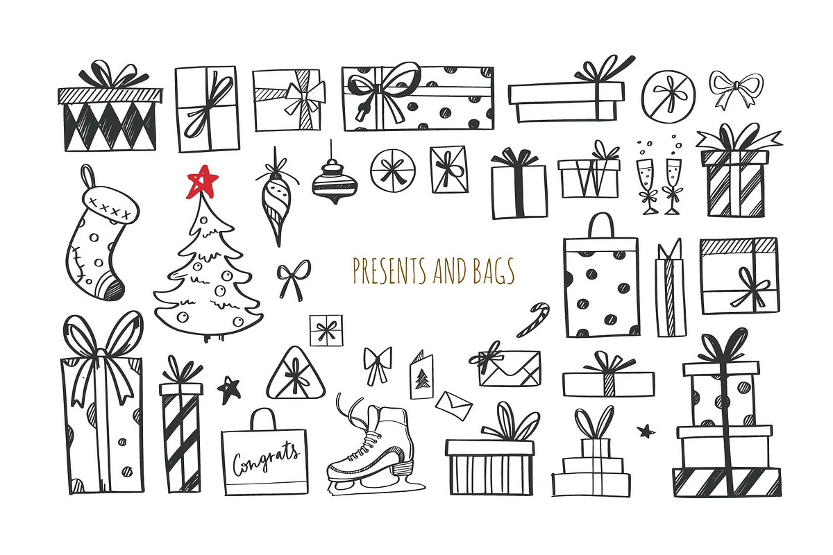 Big Christmas Holiday doodle set, a Seasonal Illustration by Wild Muse (Photo 4 of 10)