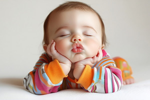 Sleeping baby with cute expression, a Photo by Beautiful things