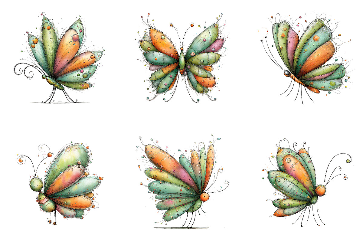 Whimsical spring butterfly clipart, an Illustration by SinaCreation (Photo 5 of 11)